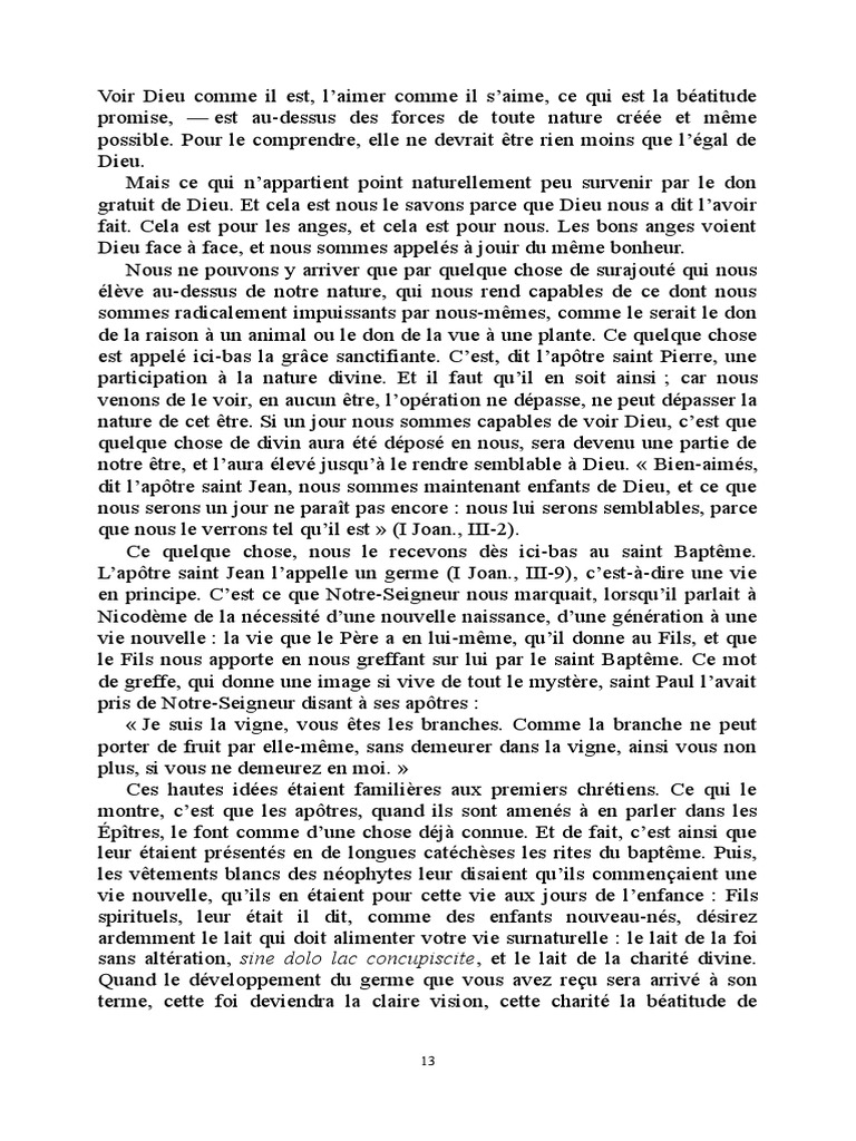 La Grâce Sanctifiante et la Béatitude Divine | PDF | Dieu | La nature