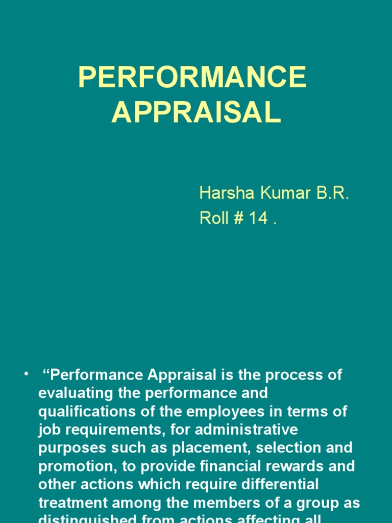 Performance Appraisal Process Overview | PDF