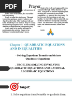 Q1W4 Solving Equations Tranformable Into Quadratic Equations Problem Solving Involving Quadratic Equation and Rational Algebraic Equations