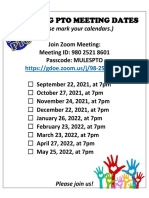 Pto Meeting Flyer - List of Mules Sy 2021-2022 Pto Meetings