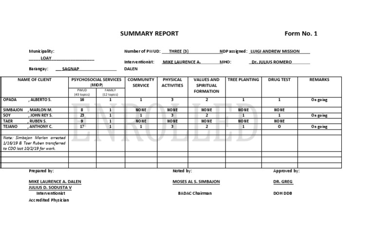 Form No. 1 - Summary Report | PDF