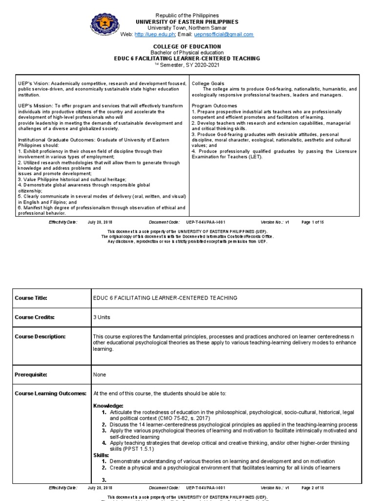 Facilitating Learner-Centered Teaching | PDF | Learning | Motivational