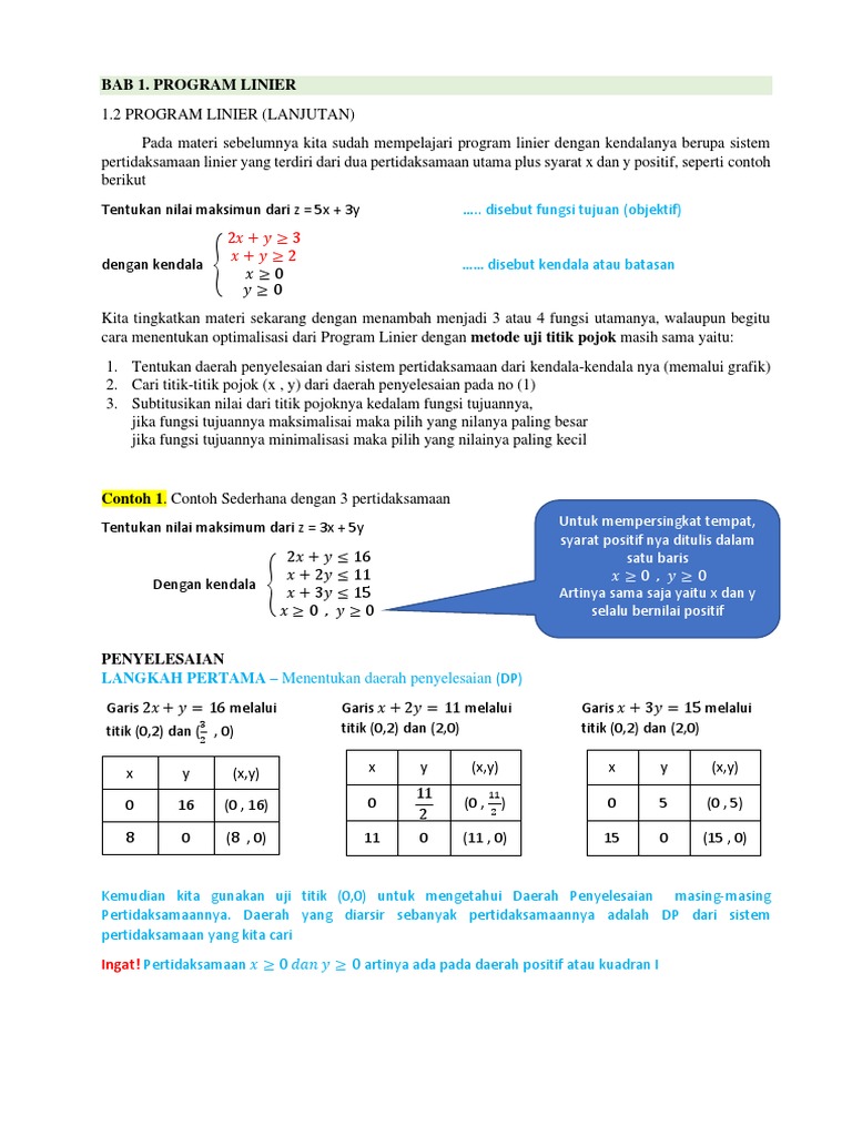 Optimasi Program Linier Dua Variabel | PDF