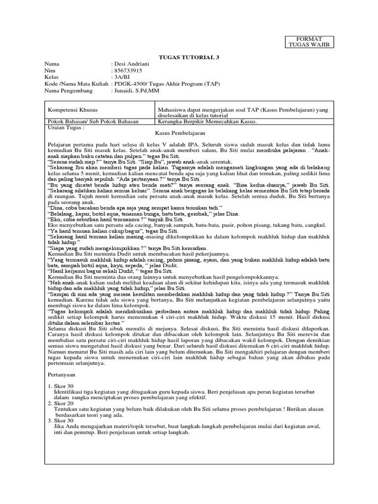 Tutorial 3 Tap Desi Andriani Pdf