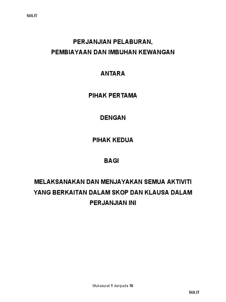 Perjanjian Pelaburan Kewangan | PDF