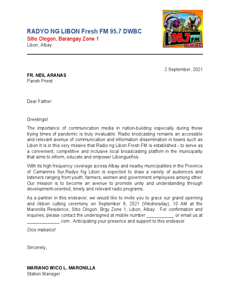 Grand Opening Invitation for Fresh FM | PDF | Broadcasting | Radio