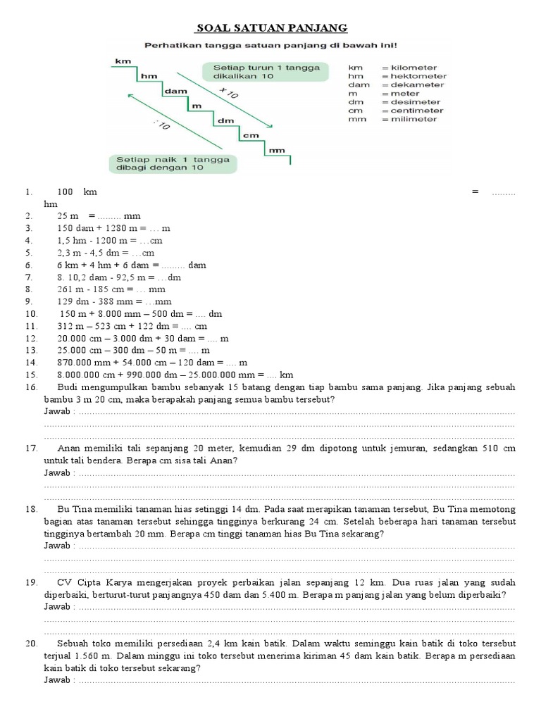 Soal Satuan Panjang PDF