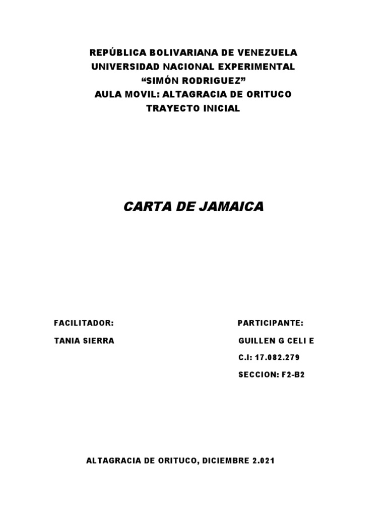 Analisis de La Carta de Jamaica PDF República España