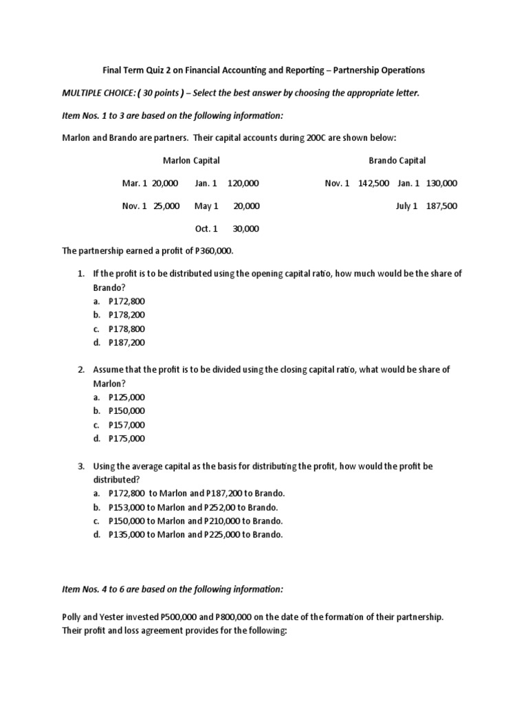 Partnership Operations | PDF | Partnership | Interest