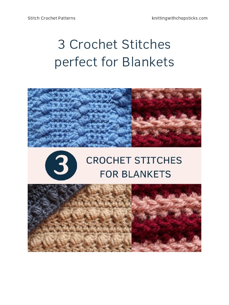 3 Free Crochet Stitches Blankets | PDF | Crochet | Gauge (Knitting)