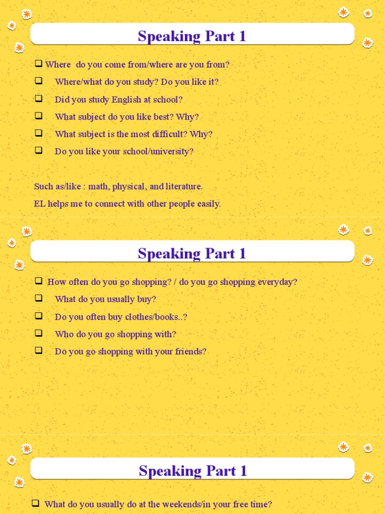 Speaking Part 1 Pdf _ IELTS Speaking Part 1 Topics & Questions – ZMXD