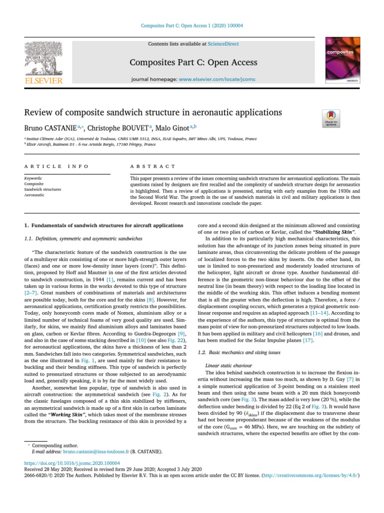 Review of Composite Sandwich Structure in Aeronautic Applications | PDF ...