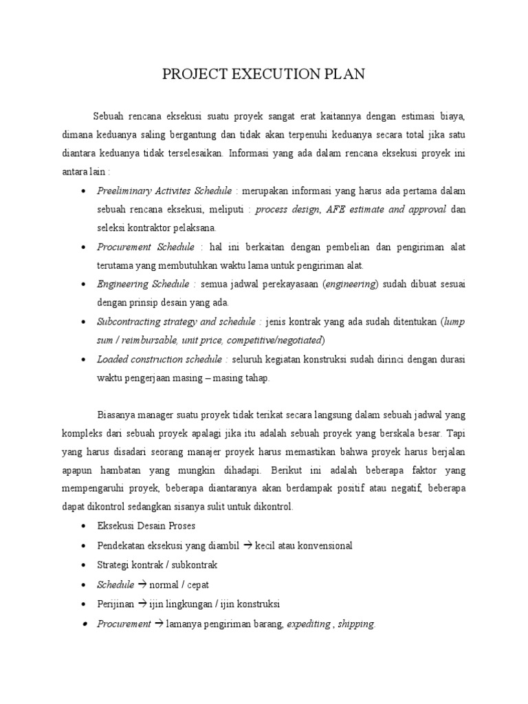 Rencana Eksekusi Proyek Konstruksi | PDF