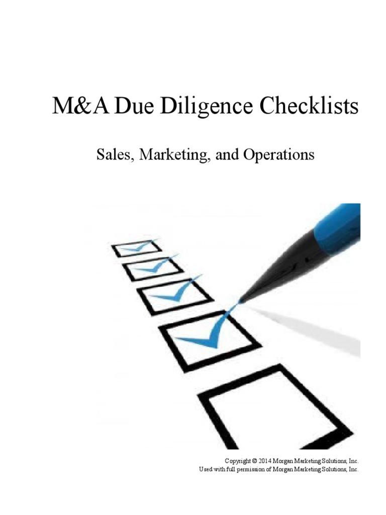 Marketing and Sales Due Diligence Guide PDF Sales Marketing