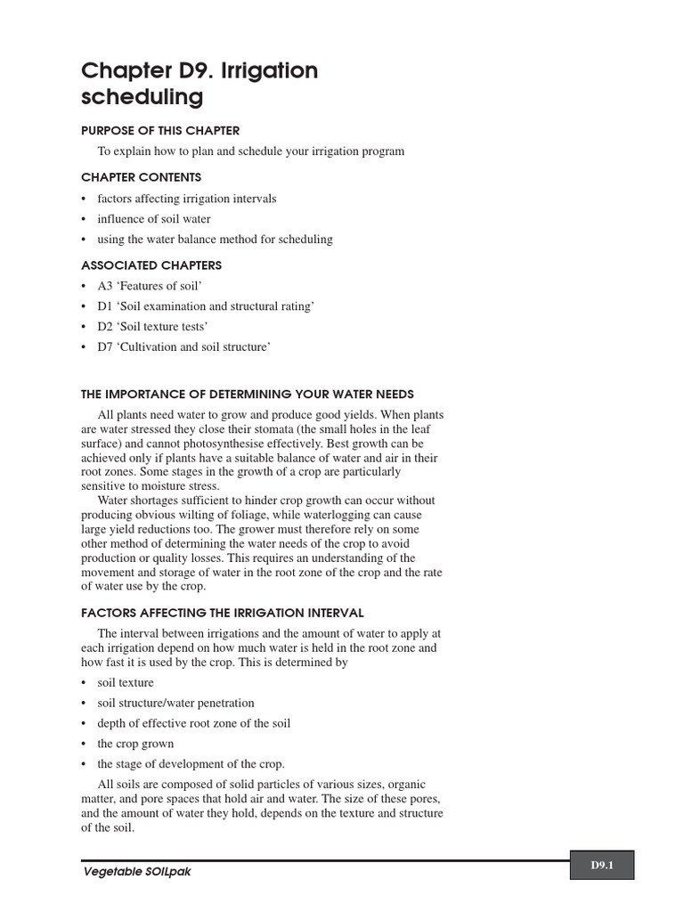 Irrigation Scheduling PDF Soil Natural Environment