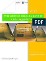 Producción de Biodiesel A Partir de Aceites Vegetales de Desecho