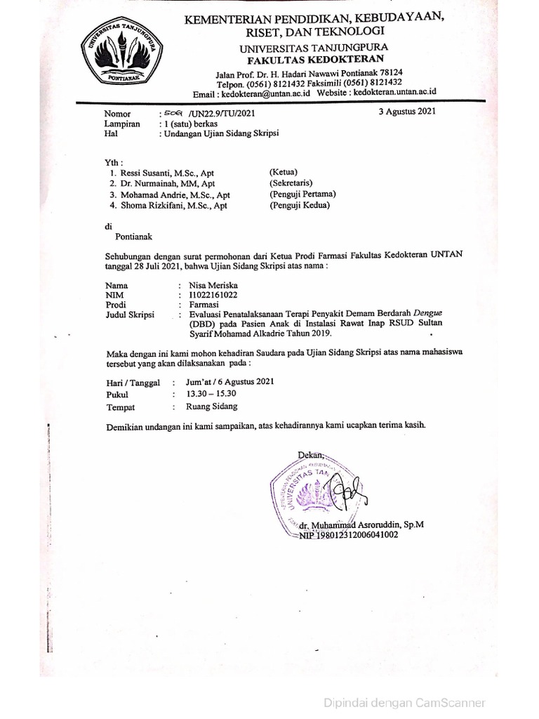 Undangan Sidang Skripsi Nisa Meriska | PDF
