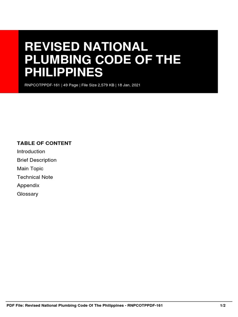 Revised National Plumbing Code of The Philippines | PDF