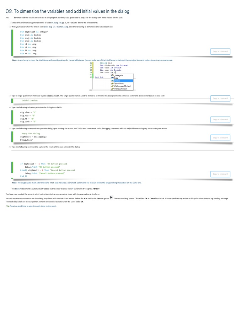 OS. To Dimension The Variables and Add Initial Values in The Dialog ...