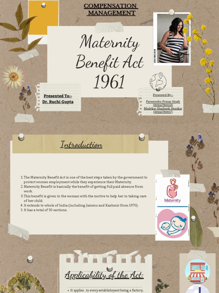 Maternity Benefit Act 1961 PDF Pregnancy Childbirth