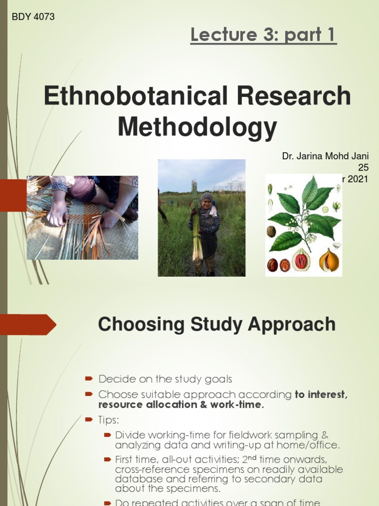 BDY4073 Lecture 3 Ethnobotanical Research Methodology Part 1 PDF