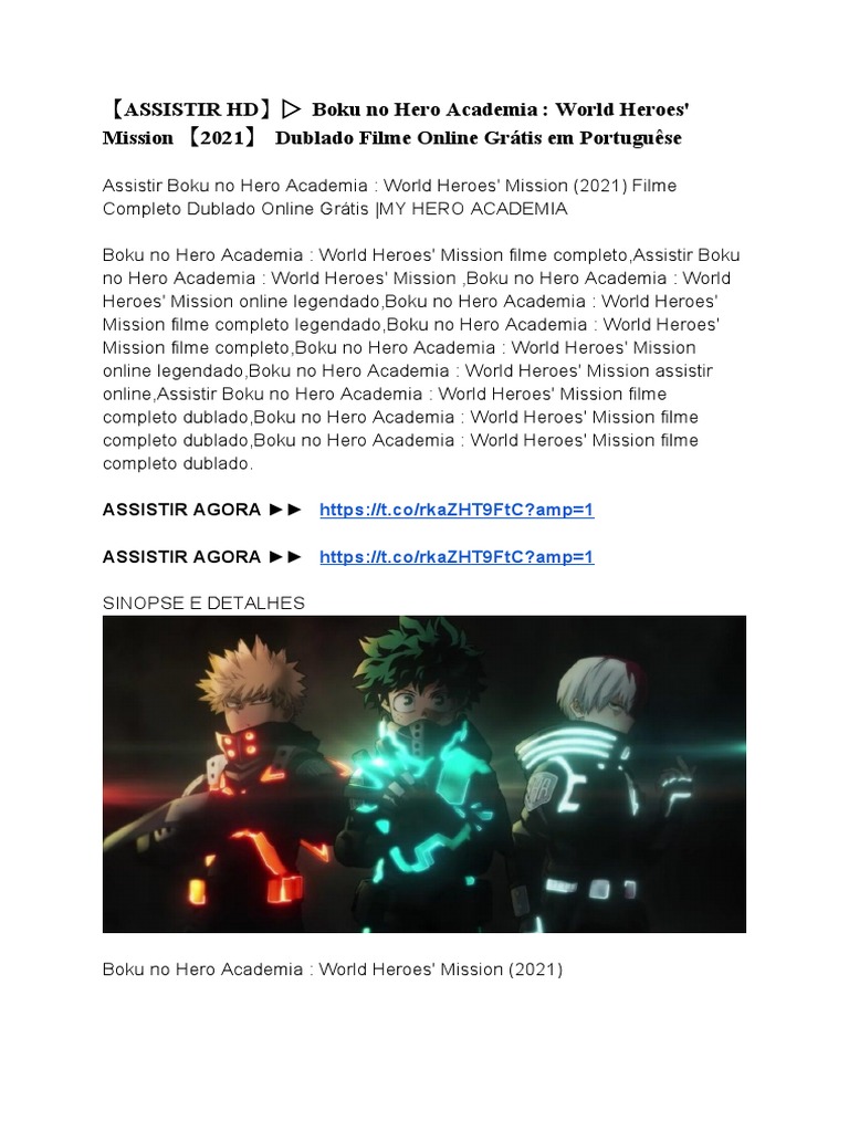 ASSISTIR HD】▷ Boku no Hero Academia: World Heroes' Mission 【2021】 Dublado  Filme Online Grátis em Portuguêse, PDF, Harry Potter