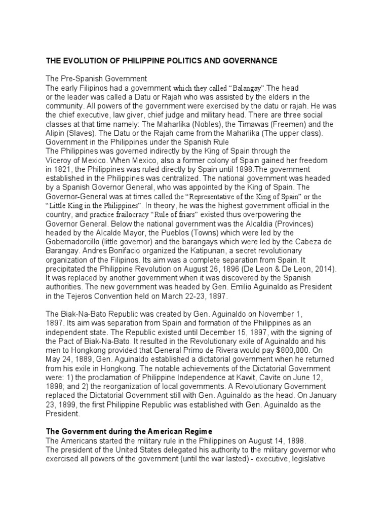 PPG The Evolution of Philippine Politics and Governance | PDF | Rodrigo ...