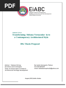 Transforming Sidama Vernacular in To A Contemporary Architectural Style by Kaleb Alemayehu Tilahun1