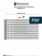 AIEEE-2011 Answer Key Code-P