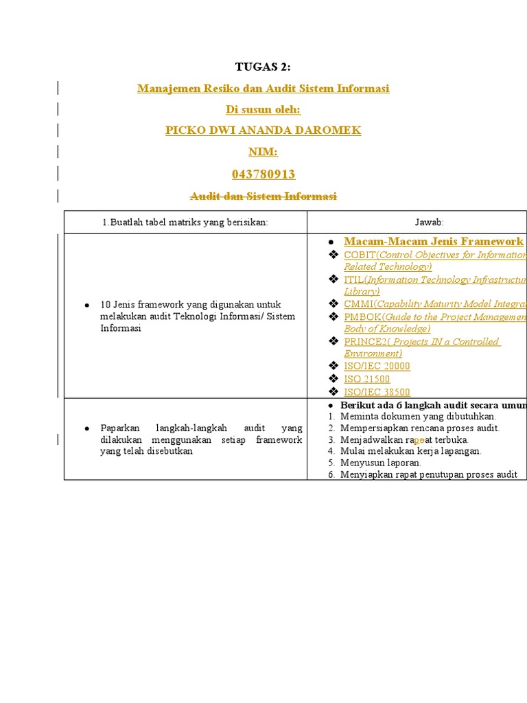 Peran Framework ORCA dalam Audit | PDF | Komputer