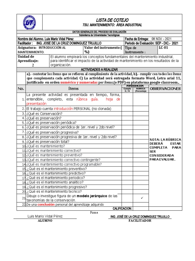 Taxonomía de La Conservación Industrial PDF Ingeniería de