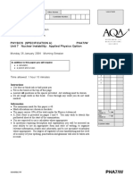 PHA7/W: Physics (Specification A) PHA7/W Unit 7 Nuclear Instability: Applied Physics Option