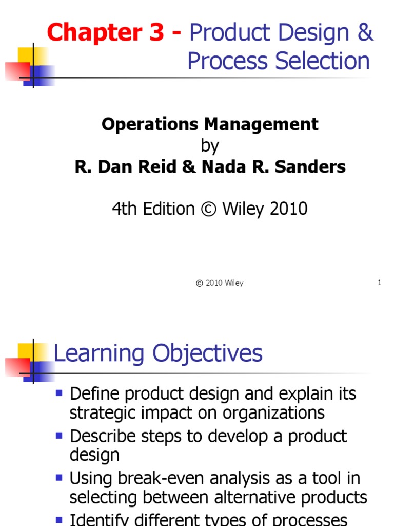 Chapter 3 - : Product Design & Process Selection | PDF | Business ...