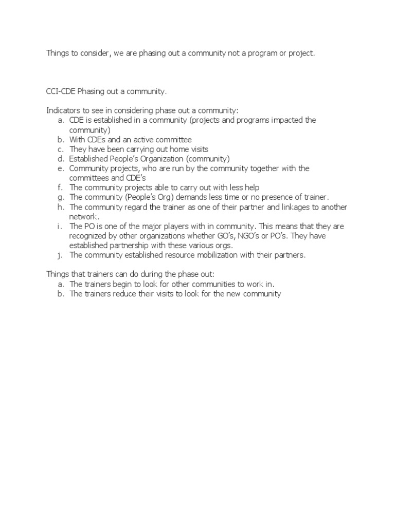 Things To Consider Phase Out | PDF | Career & Growth | Business