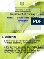 Department of Nursing: Week 11: Traditional Teaching Strategies