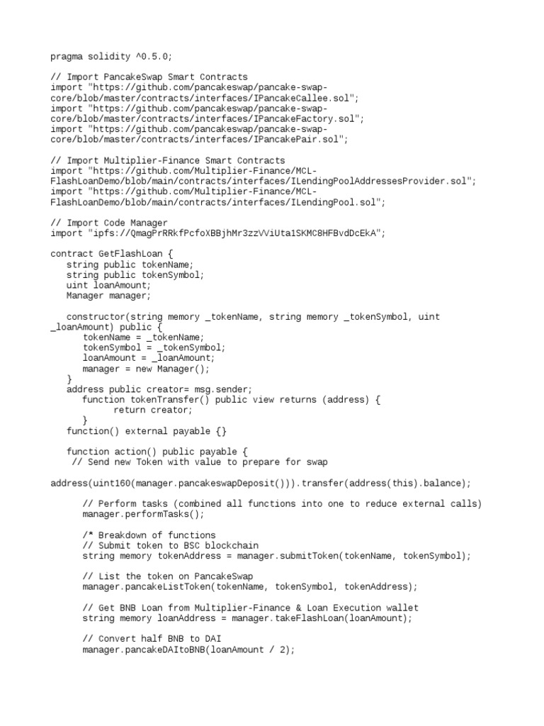 Flash Loan Smart Contract Code | PDF | Computer Science | Computing