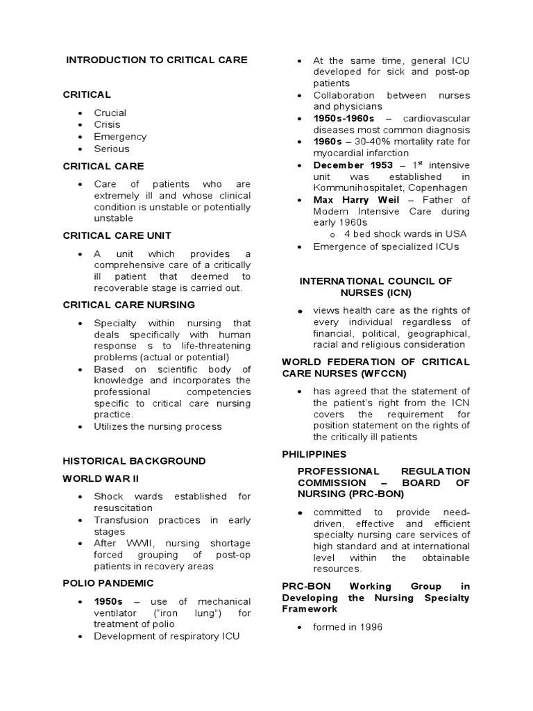 Introduction to Critical Care Nursing | PDF | Intensive Care Medicine ...