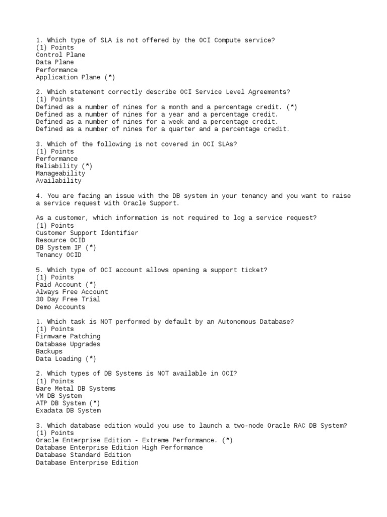 OCI Service Level Agreements and Features | PDF | Computer Network ...