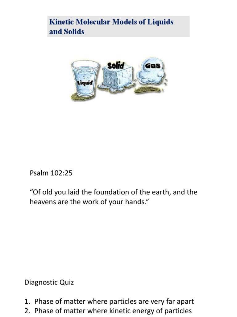 CHAPTER 1 Kinetic Molecular Models of Liquids and Solids | PDF ...
