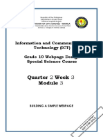 Quarter 2 Week 3: Information and Communications Technology (ICT) Grade 10 Webpage Design Special Science Course