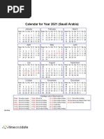 Year 2021 Calendar - Saudi Arabia