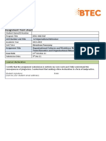 Assignment Front Sheet: Unit Number and Title 12 Organisational Behaviour