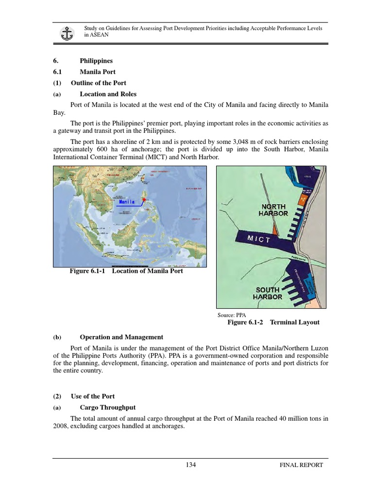 Philippines 6.1 Manila Port (1) Outline of The Port Location and Roles ...