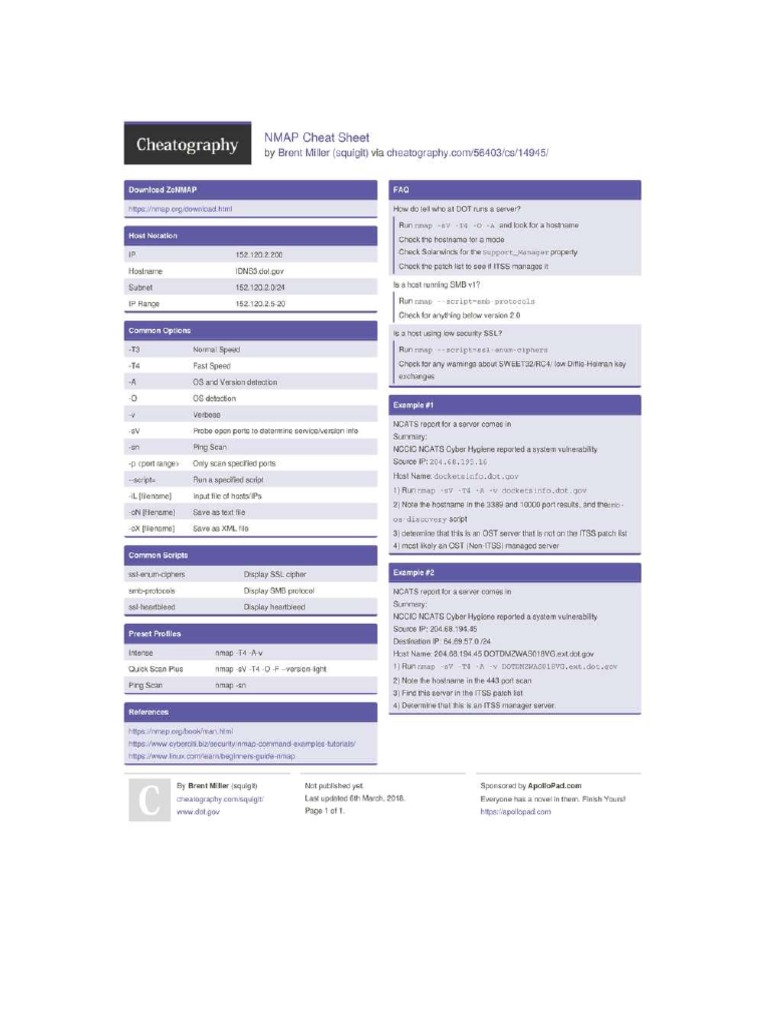 NMAP Cheat Sheet-4 | PDF