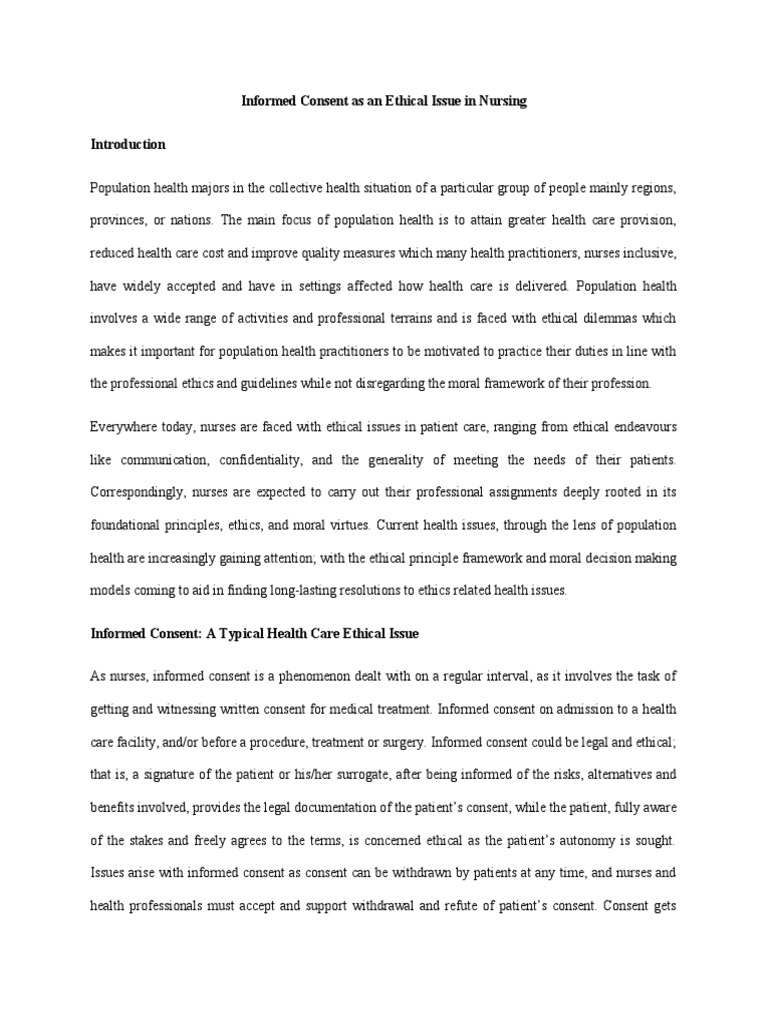 Informed Consent Ethics in Nursing | PDF | Informed Consent | Nursing