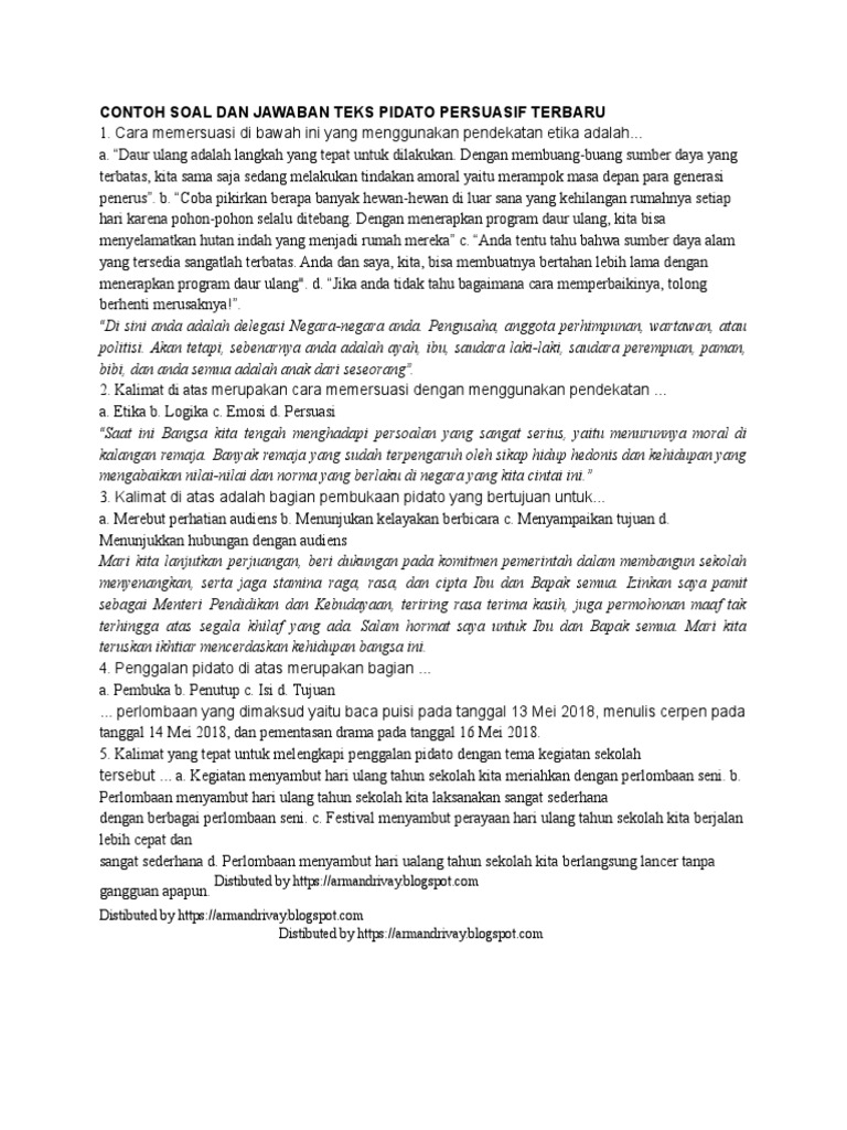 Soal Teks Pidato Persuasif Dan Jawaban PDF