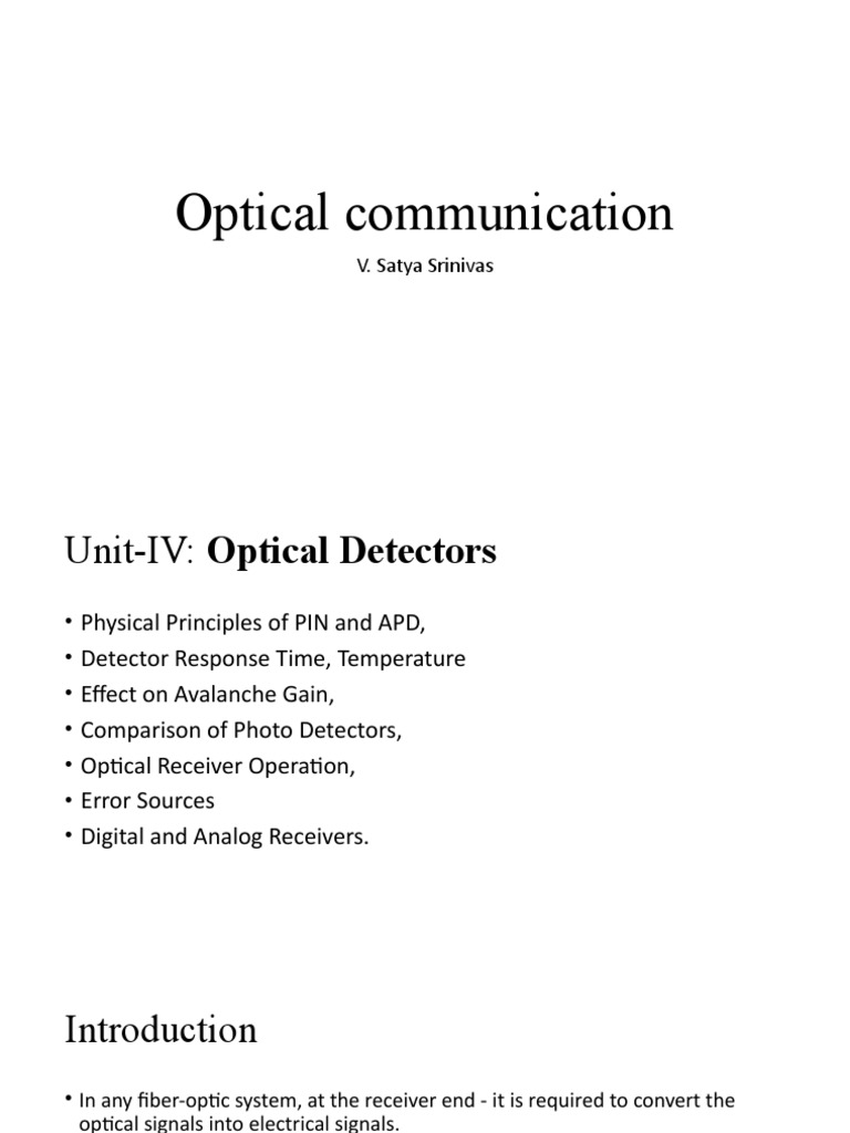 Unit IV Optical Detectors Ver4 PDF PN Junction Semiconductors