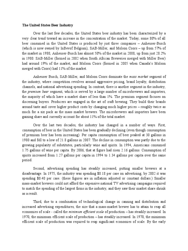 The United States Beer Industry | PDF | Brewery | Market (Economics)