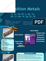Transition Metals: Ti, ZR, HF, RF, V, NB, Ta, DB, CR, Mo, W, SG, Os, Hs