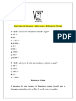 Exercícios de Sucessor, Antecessor, Relação de Ordem e Números Romanos - 7º Ano D - Dia 15 de Fev.